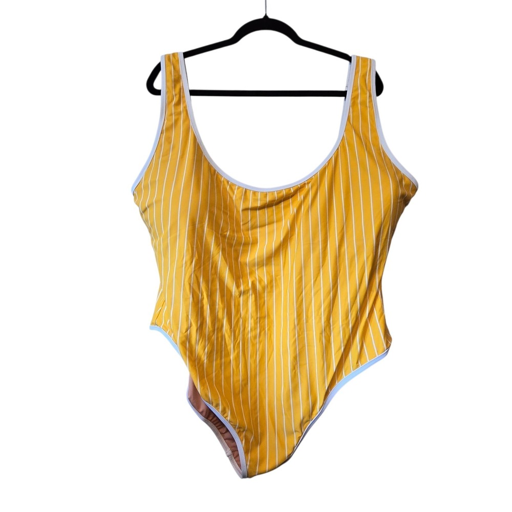 J Crew NWT Striped One Piece Swimsuit Women's 24 Yellow White Beach Bathing Suit